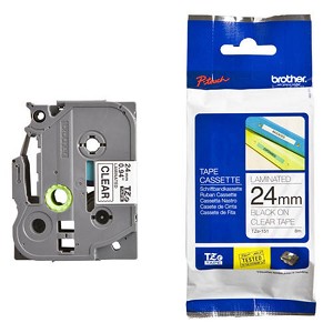 Made by Brother TZe-151 Label Tape, 24mm (0.94''), Black on Clear 