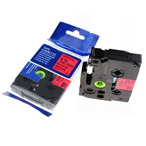 Made by Brother TZe-431 Label Tape, 12mm (0.47"), Black on Red, Compatible 