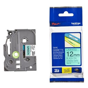 Made by Brother TZe-731 Label Tape, 12mm (0.47''), Black on Green 