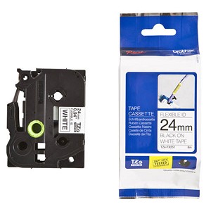 Made by Brother TZe-FX251 P-Touch Label Tape, 24mm (0.94''), Black on White, Flexible ID 
