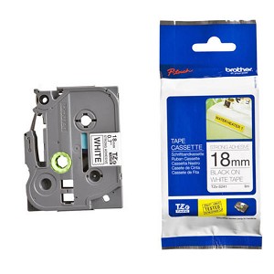 Made by Brother TZe-S241 Label Tape, 18mm (0.7"), Black on White, Strong Adhesive 