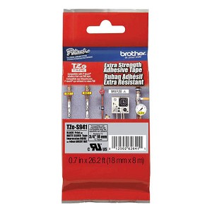 Made by Brother TZe-S941 Extra Strength Adhesive Tape, 18mm (0.7"), Black on Matte Silver 