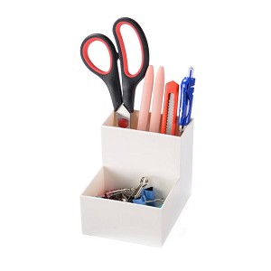 Desktop Caddy with 2 Compartments, Plastic, White 