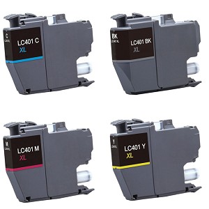 Compatible Brother LC401XL Ink Cartridge Combo High Yield BK/C/M/Y 