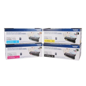 Made By Brother TN433 Original Toner Cartridge 4 Pack Combo High Yield BK/C/M/Y 