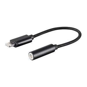 Monoprice MFi Certified Lightning to 3.5mm Audio Adapter, Nylon Braid, Black 