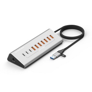 10-in-1 (7A+3C) 10Gbps Powered USB 3.2/USB C Hub Splitter with 36W power Supply - PrimeCables 