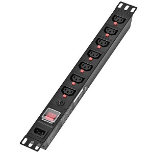  1U 7-Outlet PDU Power Strip, 2.4KVA Single-Phase, Black- PrimeCables 