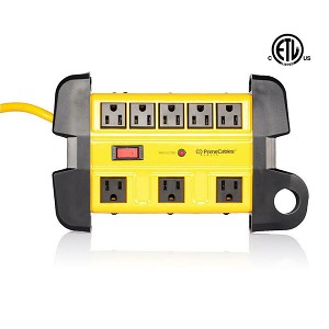 8 Outlets Metal Housing Surge Protector with 14AWG 10Ft Cord, 1350 Joules - PrimeCables 