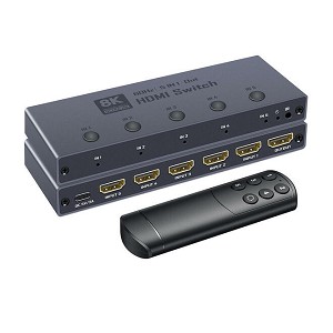 8K HDMI 2.1 Switch 5 Port, 5 in 1 Out, HDCP 2.3 CEC HDR10+ with IR Remote – PrimeCables 