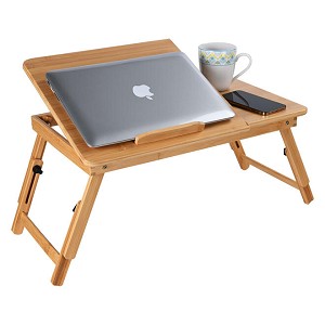 Adjustable Bamboo Laptop Table for Bed with Cooling Fan & Foldable Legs - PrimeCables® 