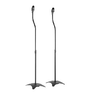 Height adjustable Metal Satellite Speaker Floor Stand, Set of 2, Black - PrimeCables 