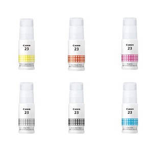 Compatible Canon GI-23  6 Pack Ink Bottle Combo BK/C/M/Y/G/R 