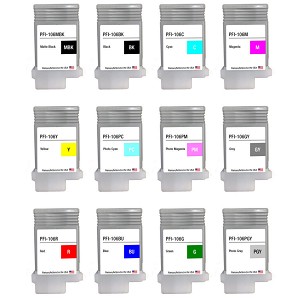 Canon PFI-106 Remanufactured Ink Compatible Cartridge MBK/BK/C/M/Y/GY/PC/PM/PGY/R/G/B 
