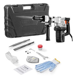 Demolition Jack Hammer, 1400W Electric Jackhammer Heavy Duty, 2900 BPM Concrete Breaker 2pcs Chisels Bits Chipping W/Case, Gloves 