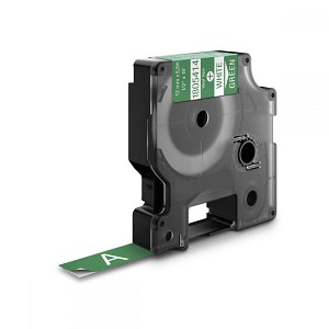 Compatible Dymo 1805414 Rhino Industrial Vinyl Adhesive Labels, 1/2" x 18', White on Green 