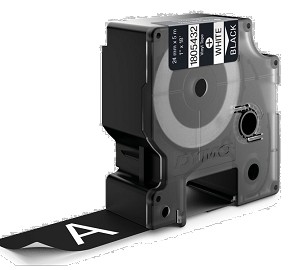 Compatible Dymo 1805432 IND 24mm (1 Inch Vinyl White on Black Tape, 