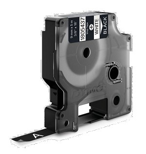 Compatible Dymo 1805437 IND 9mm (3/8 Inch Vinyl White on Black Tape, 