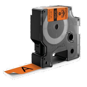 Compatible Dymo 18436 IND 19mm 3/4 Inch Vinyl Black on Orange Tape, 