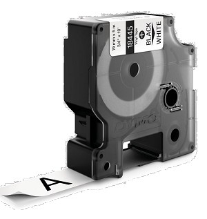 Compatible Dymo 18445 IND 19mm (3/4 Inch Vinyl Black on White Tape, 