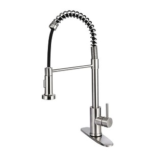 Stainless Steel Single-Handle Pull-Down Spring Sprayer Kitchen Sink Faucet - LIVINGbasics® 