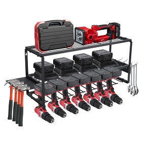 3 Layer Heavy Duty Metal Wall Mount Power Tool Storage Rack Holder for 7 Drills - Enduran™ 