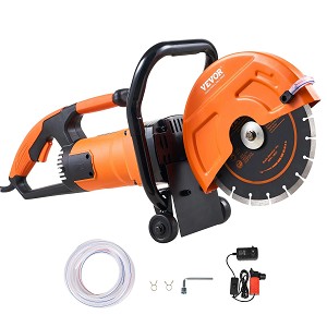 Electric Concrete Saw, 9 in, 1800 W 15 A Motor Circular Saw Cutter with 3.5 in Cutting Depth, Wet/Dry Disk Saw Cutter Includes Water Line, Pump and Blade, for Stone, Brick 