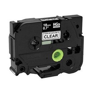 Compatible Brother HGe141 High Grade 18mm Black on Clear P-touch Label Tape Length of 8m 