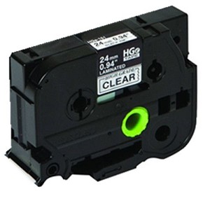 Compatible Brother HGe151 High Grade 24mm Black on Clear P-touch Label Tape Length of 8m 