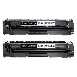 Compatible 2Pack HP 138X W1380X Black Toner Cartridge High Yield -  