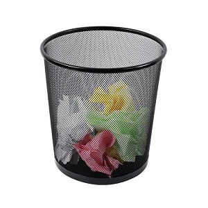 Foska® Round Mesh Wastebasket, Office Dustbin, 265mm x 285mm - Black 