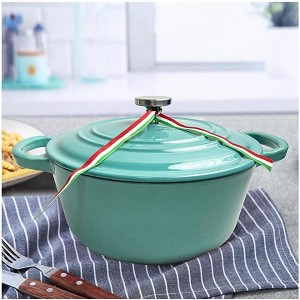 Cast Iron Dutch Oven With Stainless Steel Knob and Loop Handles,4.2-Quart, Green - LIVINGbasics 