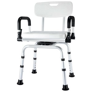 Lightweight Aluminum Folding Walker with 5" PVC Wheels for The Elderly, Load 136kg - LIVINGbasics 