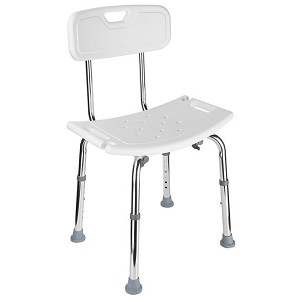 Medical Tool-Free Assembly Shower Chair with Removable Back Heavy Duty Shower Bench - LIVINGbasics 
