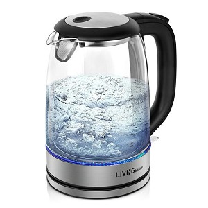 1.7L Cordless Electric Glass Tea Kettle, 1500W, BPA-Free - LIVINGbasics® 