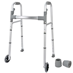 Folding Walker With Wheels, Lightweight Folding Walker with 5" Silent Wheels - LIVINGbasics 