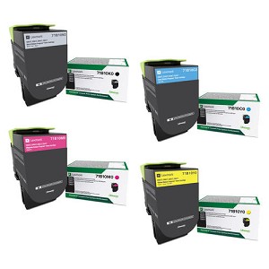 Made By Lexmark 4 Pack 71B10K0  71B10C0  71B10M0  71B10Y0 Standard Yield Toner Cartridges 