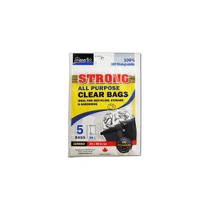 Clear Garbage Bags Strong Outdoor Recycling Bags Kitchen Trash Home Office 98L 30x48" 5Pcs/Pack 