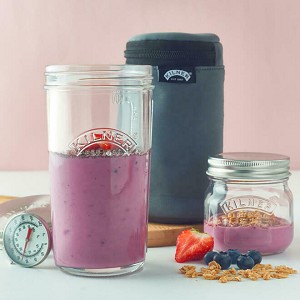 Glass Yogurt Making Set with Thermometer and an Insulating Pouch, 500ml - KILNER  
