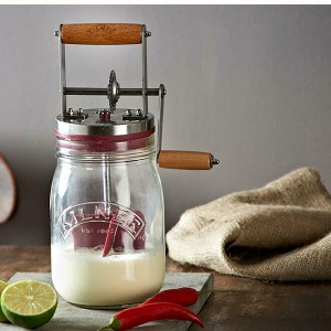 Glass Butter Churner Manual Hand Crank Wide Mouth Cream, 800ml - Kilner 