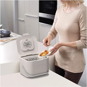 STACK™, Intelligent, Waste, Compost, Bin, Food, Waste, Caddy, with, Odor, Filter, Stone, - Joseph, Joseph 