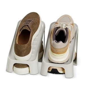 Shoe-In Compact Shoe-Storage Caddies, 2-Tier, Set of 2, Ecru - Joseph Joseph 