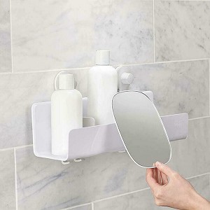 EasyStore Shower Caddy with Adjustable Mirror, Large, White - Joseph Joseph 