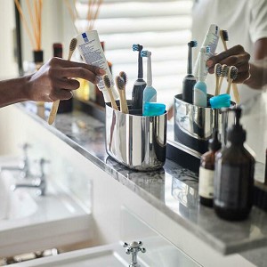 EasyStore Luxe Large Stainless Steel Toothbrush Caddy - Joseph Joseph 