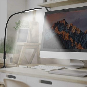 LED Clip-on Desk Light With Remote Control & 5 Brightness Level, Black 