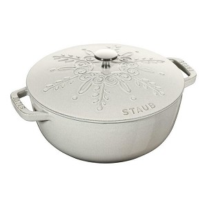 La Cocotte 3.6L Cast Iron Round Winter Essential French Oven, White Truffle - STAUB 