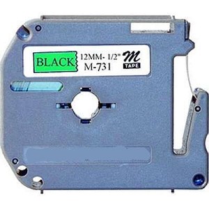 Compatible Brother MK731, M-K731 12mm Black On Green P-Touch Label Tape 