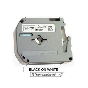 Compatible Brother MK231, M-K231, P-Touch M Series Tape, 12mm (0.47''), Black on White 