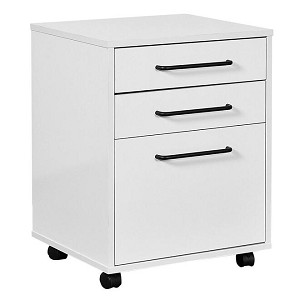 3-Drawer Wood Mobile File Cabinet with Casters for A4/Letter/Legal - Moustache® - White 