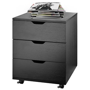 3 Drawers File Cabinet with Wheels, Rolling Mobile Office Vertical Files Cabinet - Moustache® 